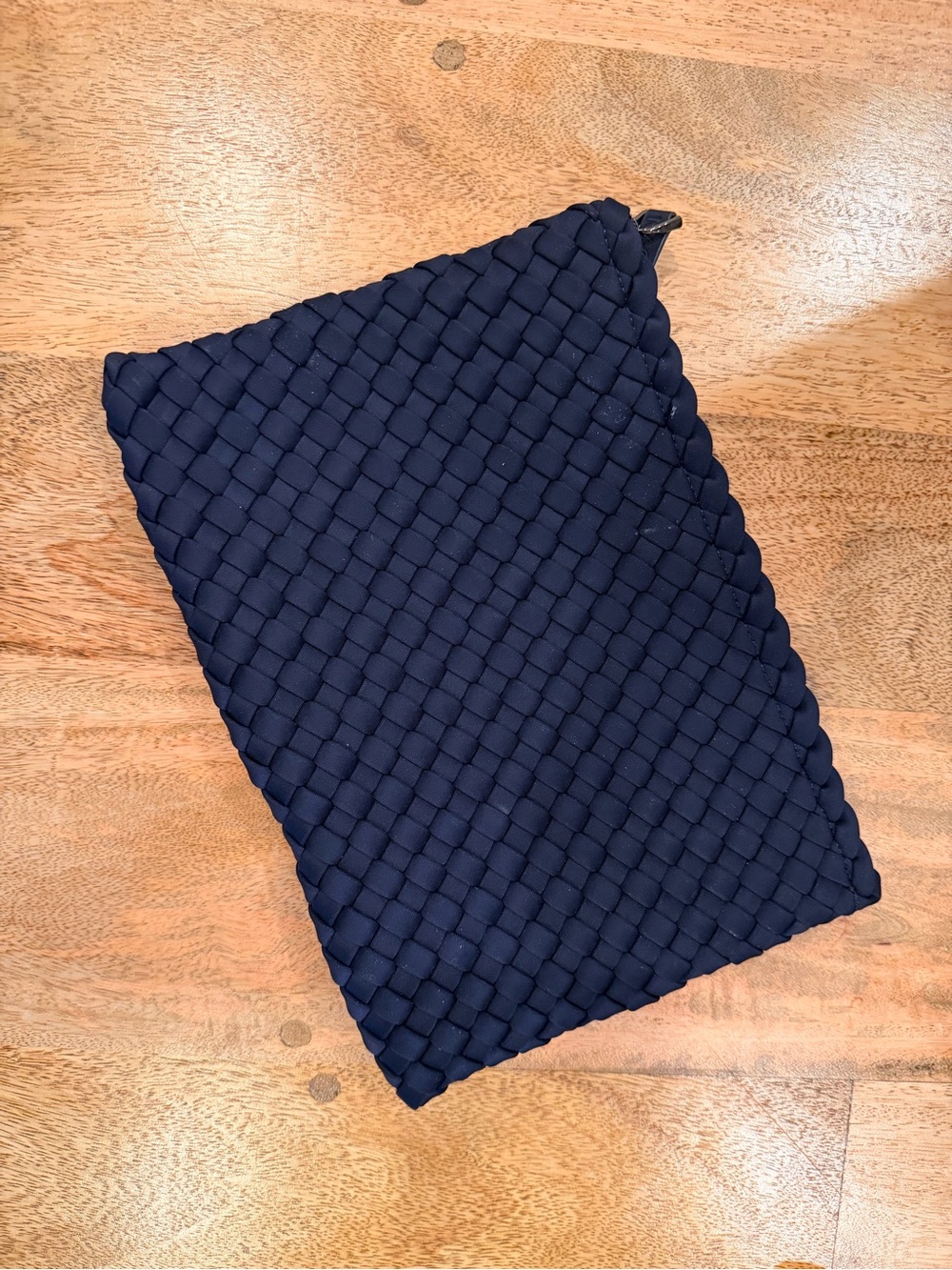 NAGHEDI Navy Woven Neoprene Zip Pouch Tote Insert 10” x 7” NWOT